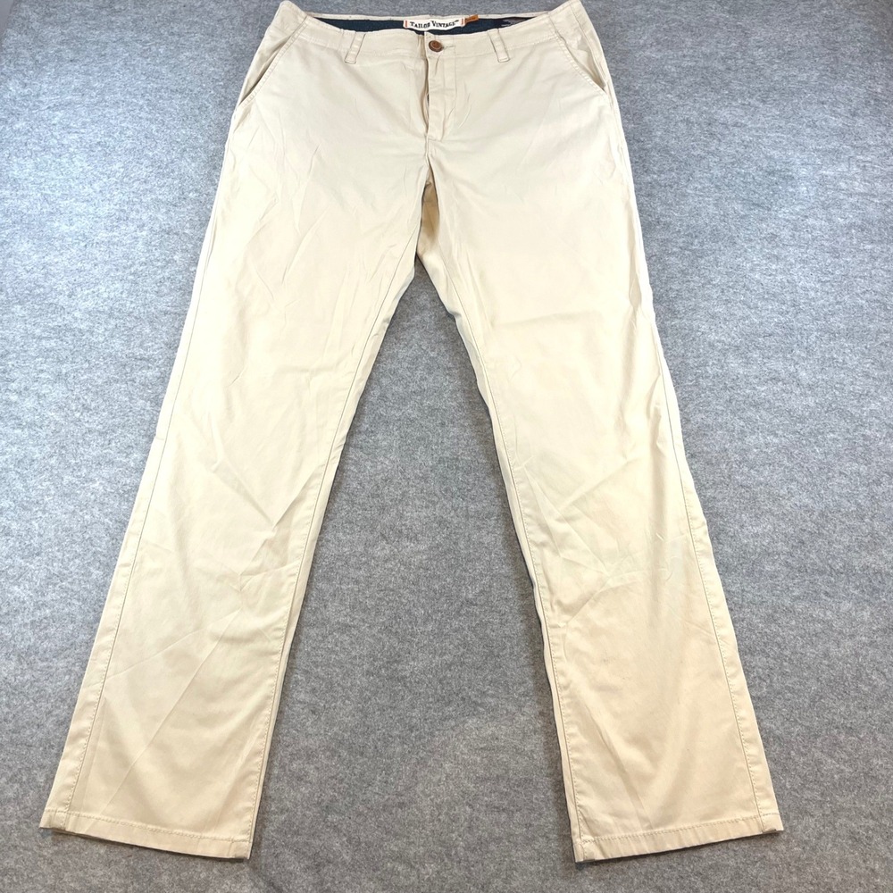 Tailor Vintage Mens Greenwich‎ Slim Fit Khaki Chino Performance Pants 32x32 Tan